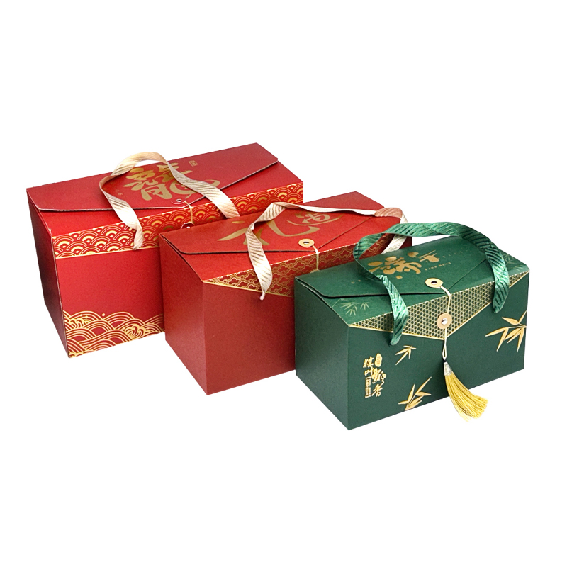 端午節(jié)粽子包裝瓦楞彩盒手提繩禮盒帶流蘇