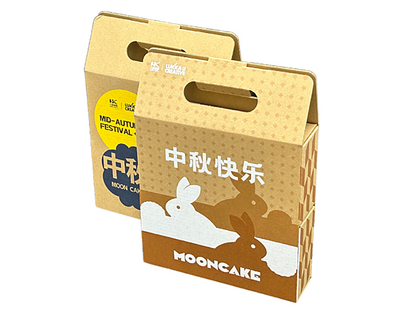 手提瓦楞紙盒彩印中秋節(jié)日月餅包裝盒定制