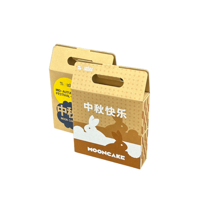 手提瓦楞紙盒彩印中秋節(jié)日月餅包裝盒定制